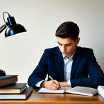 **

"A diligent student studying traffic laws and regulations, fully clothed, at a desk filled with textbooks and notes, illuminated by a desk lamp, safe for work, professional, appropriate content, perfect anatomy, correct proportions, well-formed hands, natural pose, modest clothing."

**