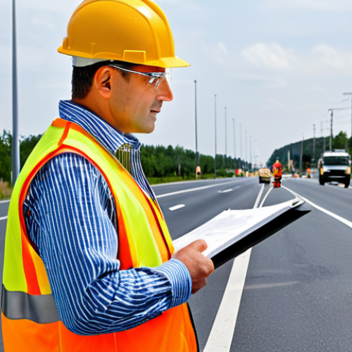 Traffic Engineer at Work**

"A professional traffic engineer, fully clothed in appropriate work attire (hard hat, safety vest), inspecting a road construction site. Background shows road work, construction equipment. Perfect anatomy, correct proportions, natural pose, professional, safe for work, appropriate content, modest."

**