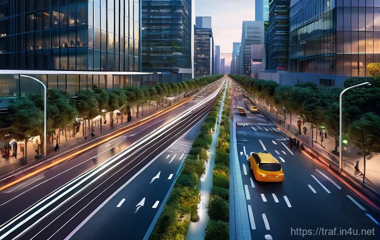 교통관리 이론 요약 - **Prompt 1: AI-Powered Urban Traffic Hub**
A bustling, futuristic city intersection at dusk, vie...