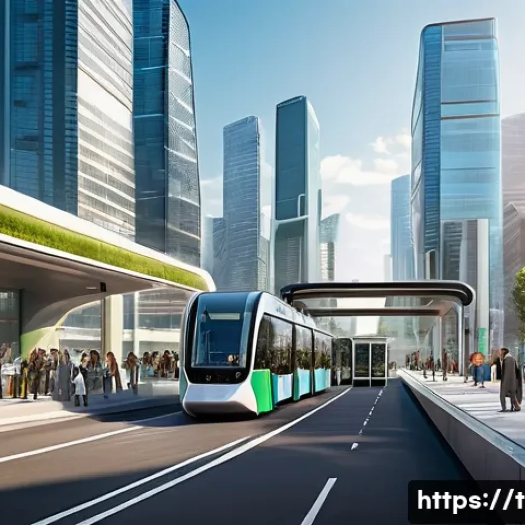 교통직 이직 후 커리어 변화 사례 - **Prompt 1: Futuristic Smart Mobility Hub**
    A wide-angle shot of a bustling, futuristic smart ci...