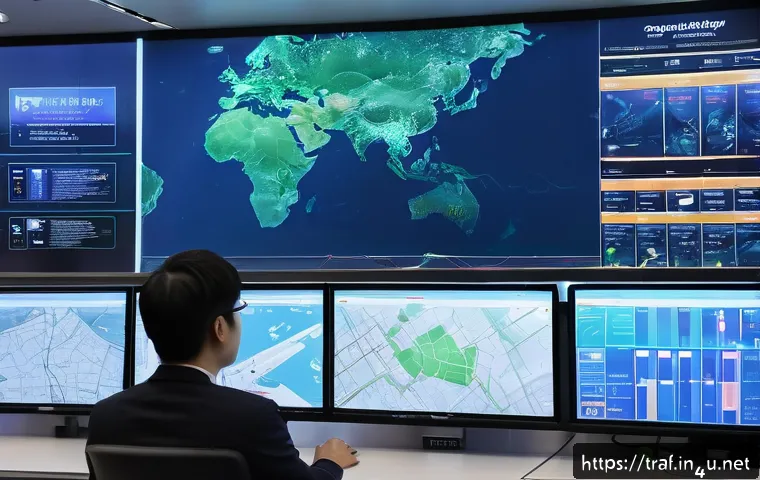 교통관련 직업의 수요와 전망 - A futuristic smart mobility control room inside a high-tech urban traffic management center, featuri...