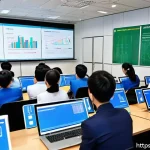 Home 19 교통 자격증 기출문제 분석 - A detailed classroom scene showing a diverse group of adult students attentively studying traffic ce...