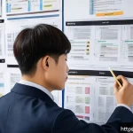 Home 18 교통직 공무원 준비 과정 - A detailed classroom scene showing a focused civil servant candidate studying traffic laws with mult...