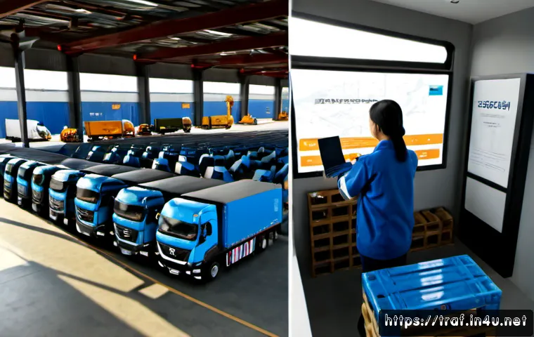 Home 17 교통업계 이론과 실무 차이 - Photorealistic split-scene transportation industry concept: on the left, a clean university classroo...