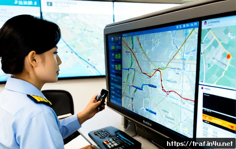교통직 실무자의 일상 이야기 - Photorealistic morning scene inside a modern urban traffic operations center, a focused public trans...